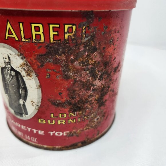 Vintage Prince Albert Tobacco Tin Can 14 Oz Red With Lid - Picture 2 of 6
